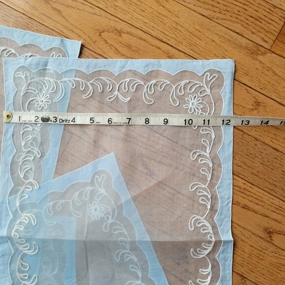 Organdy Applique Embroidery Lt Blue Sheer Embroidered Placemat set of 4 - Picture 5 of 5